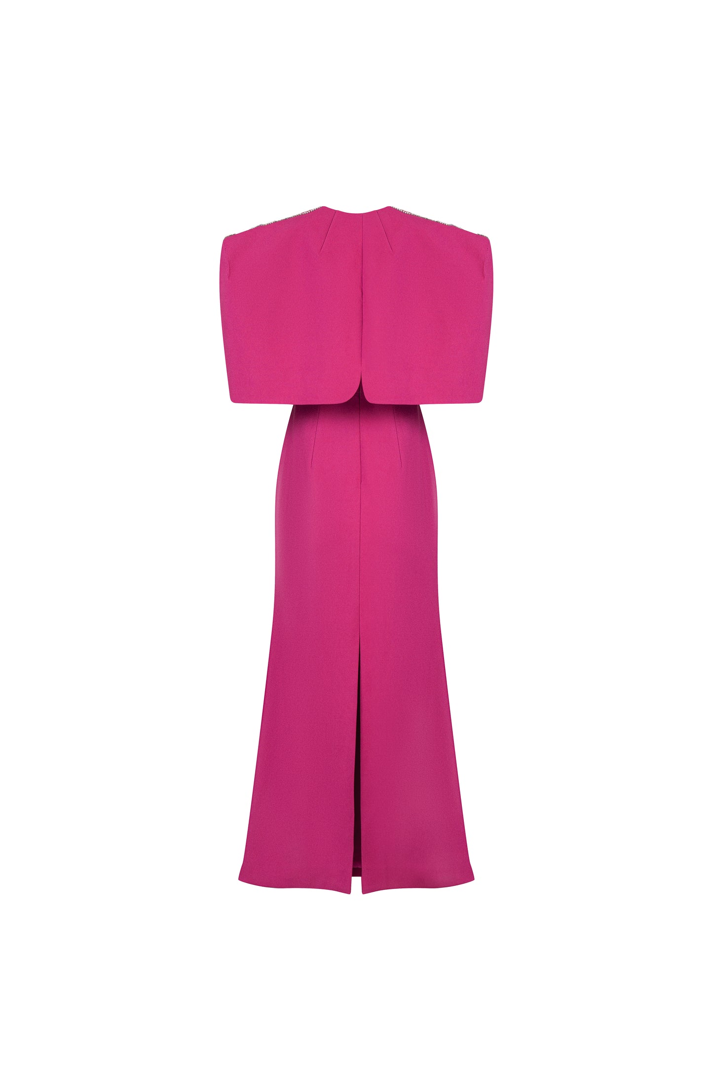 Magenta Evening Gown with Embellished Detachable Capelet