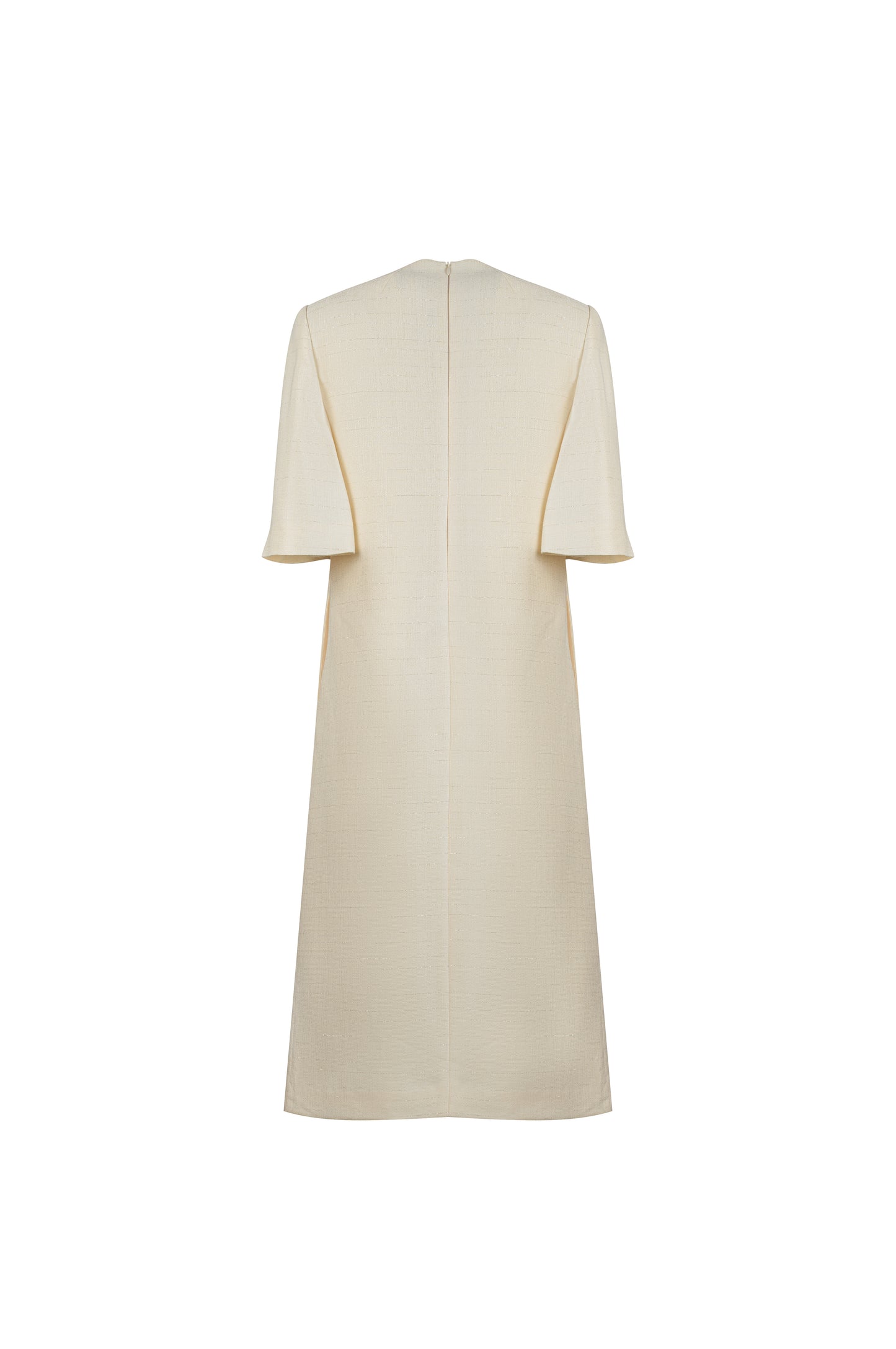 Ivory Midi Dress with Floral Bead Embroidery