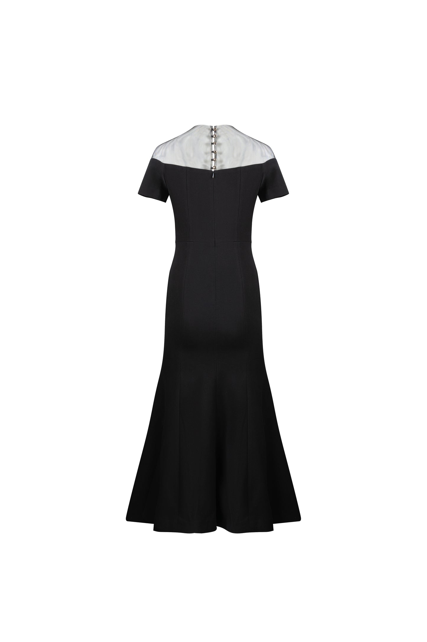 Black Gown with Sheer Beaded Neckline