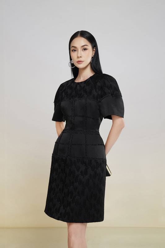 Classic Black Puff Sleeve A-Line Dress