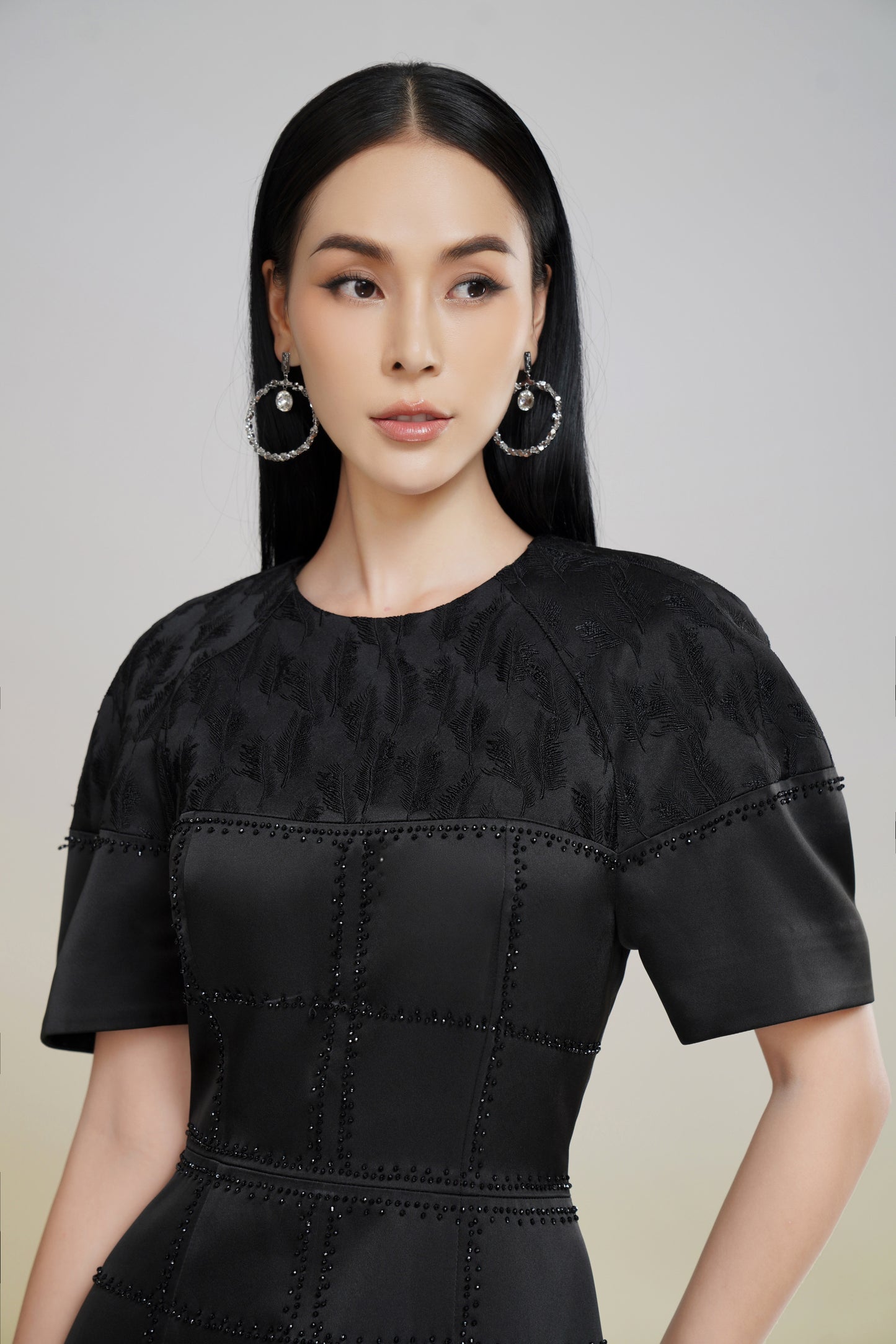 Classic Black Puff Sleeve A-Line Dress