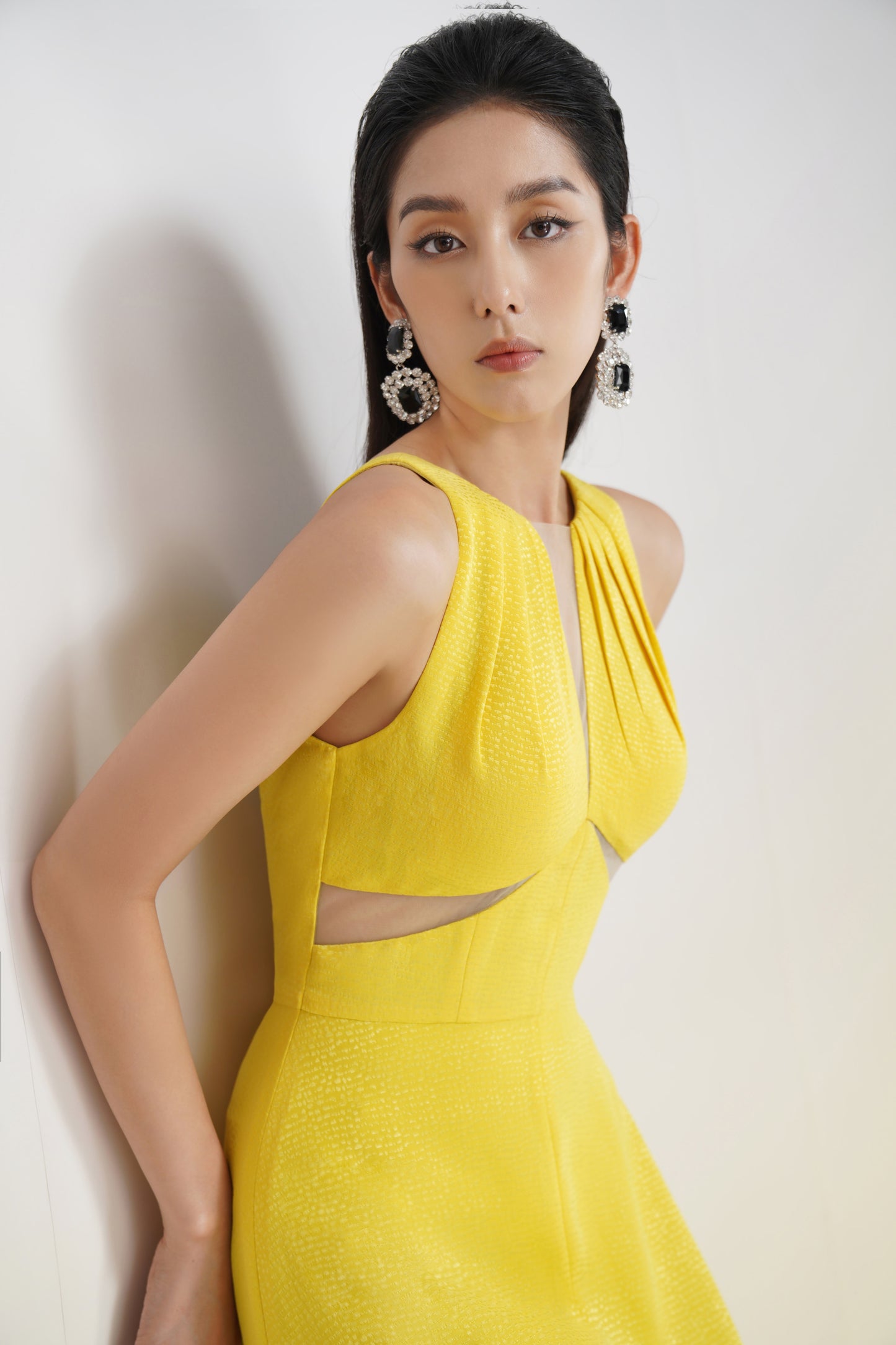 Bright Yellow Cutout Halter Jumpsuit - Trendy Wide-Leg