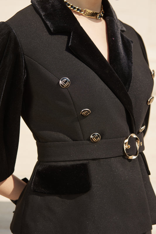 Black Suit Set with Peplum Jacket