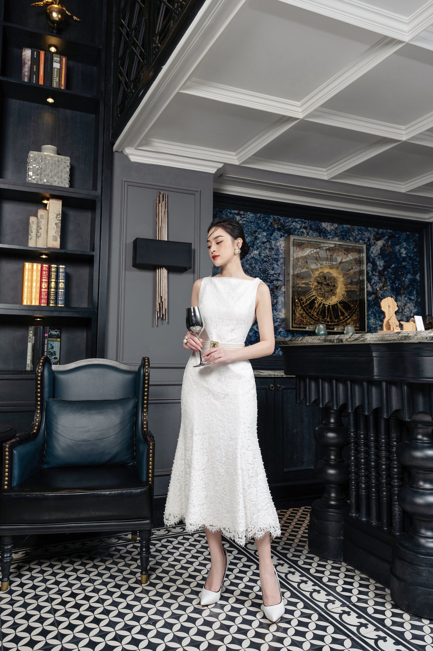 White Lace Midi Dress