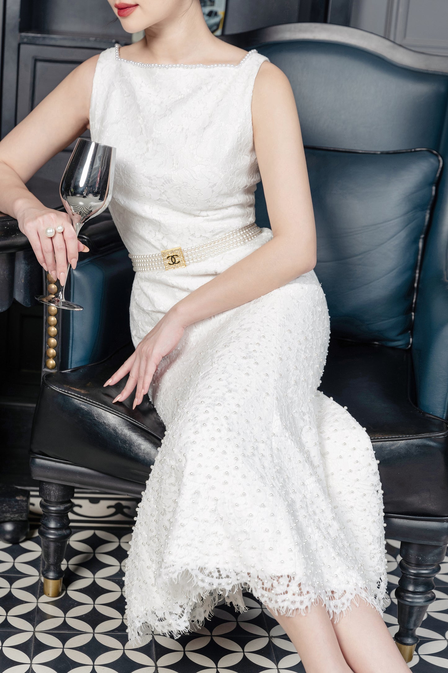 White Lace Midi Dress