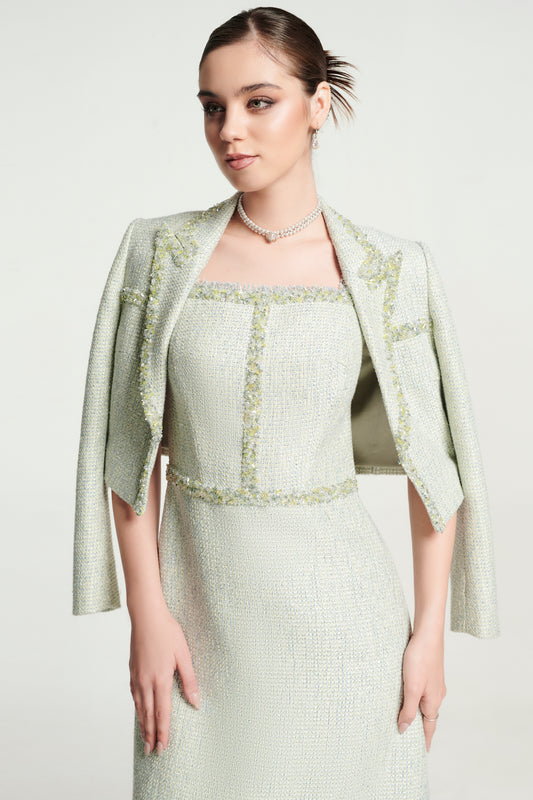 Pastel Tweed Jacket and Dress Set