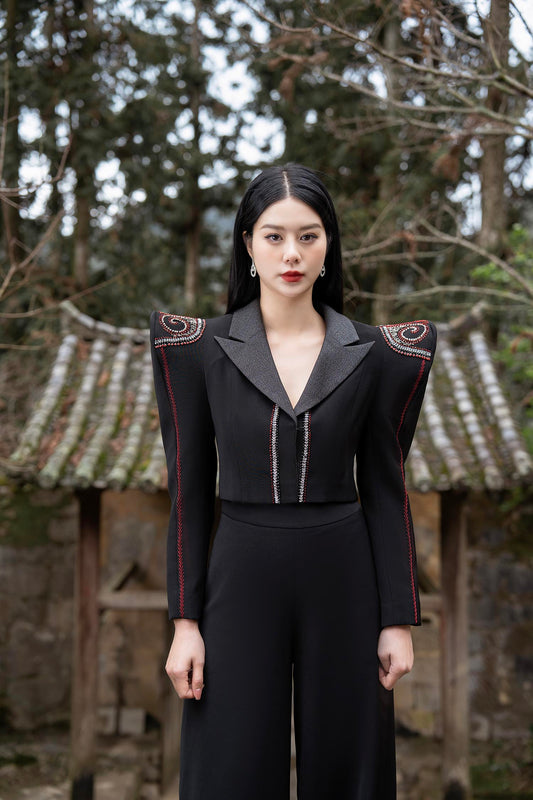 Satin Polyester Silk Coat and Wide-Leg Trousers Set