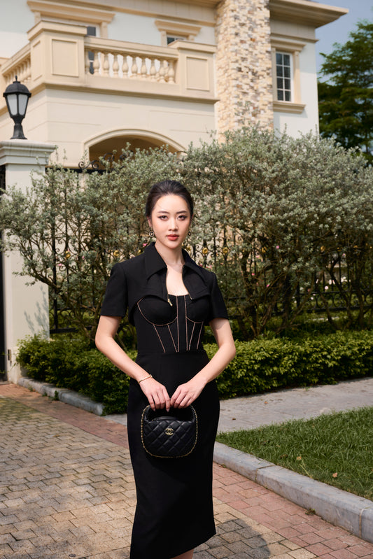 Le SoLeil Gabardine StrapLess Dress with Short Coat Set