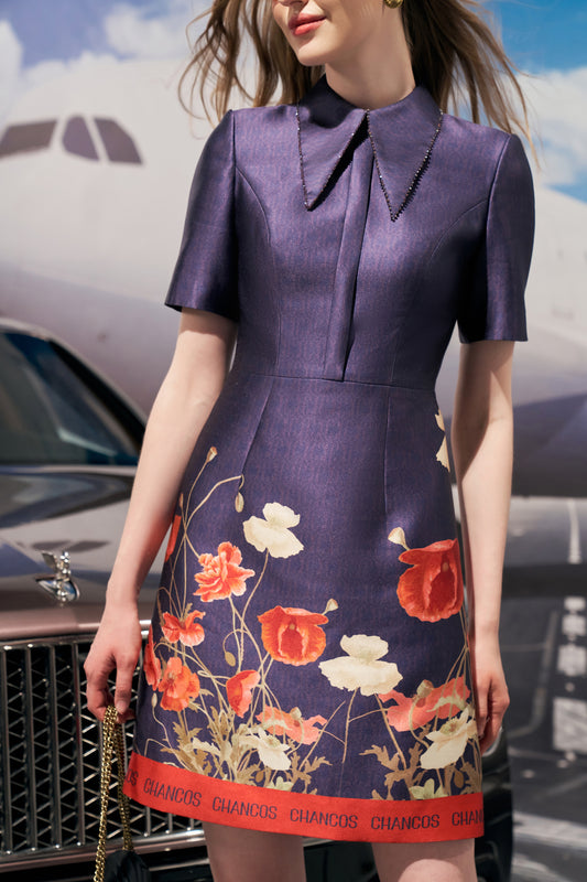 Silk Shirt Dress with Floral Hem for Chic Occasions