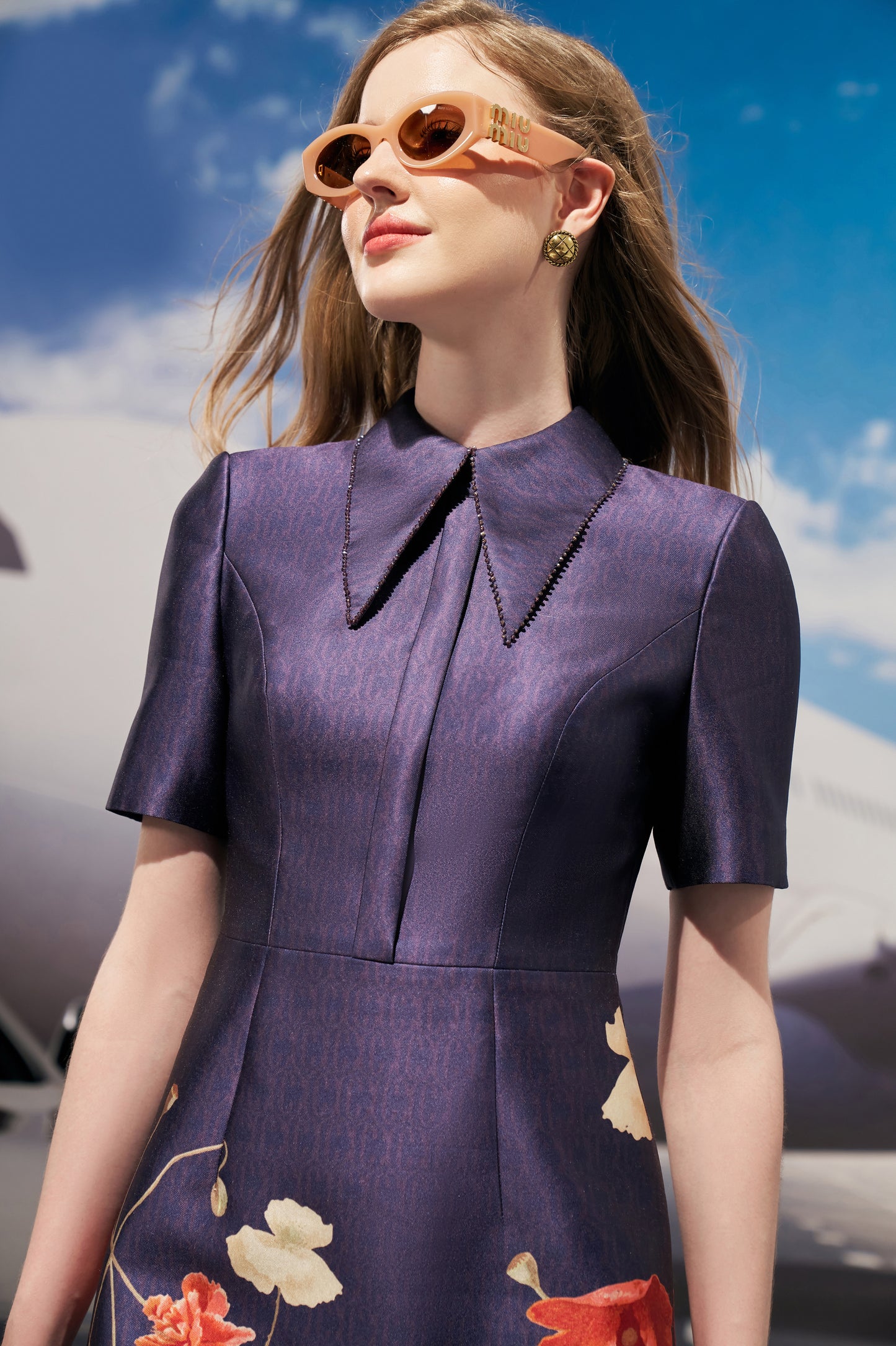 Silk Shirt Dress with Floral Hem for Chic Occasions