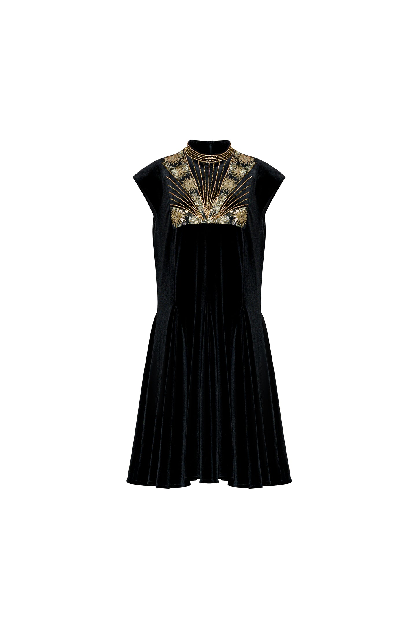 Black Velvet Dress with Lace Detailing