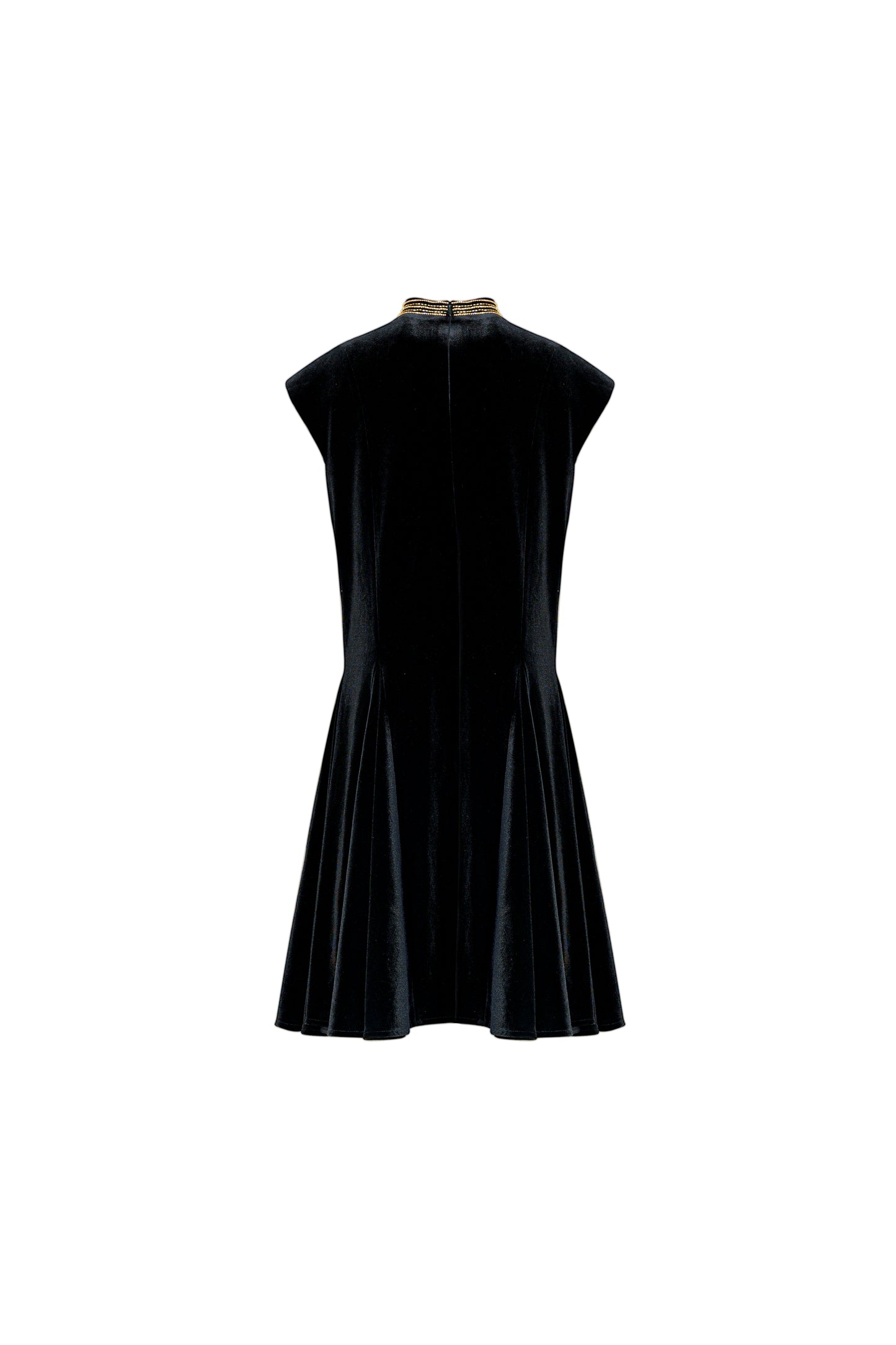 Black Velvet Dress with Lace Detailing