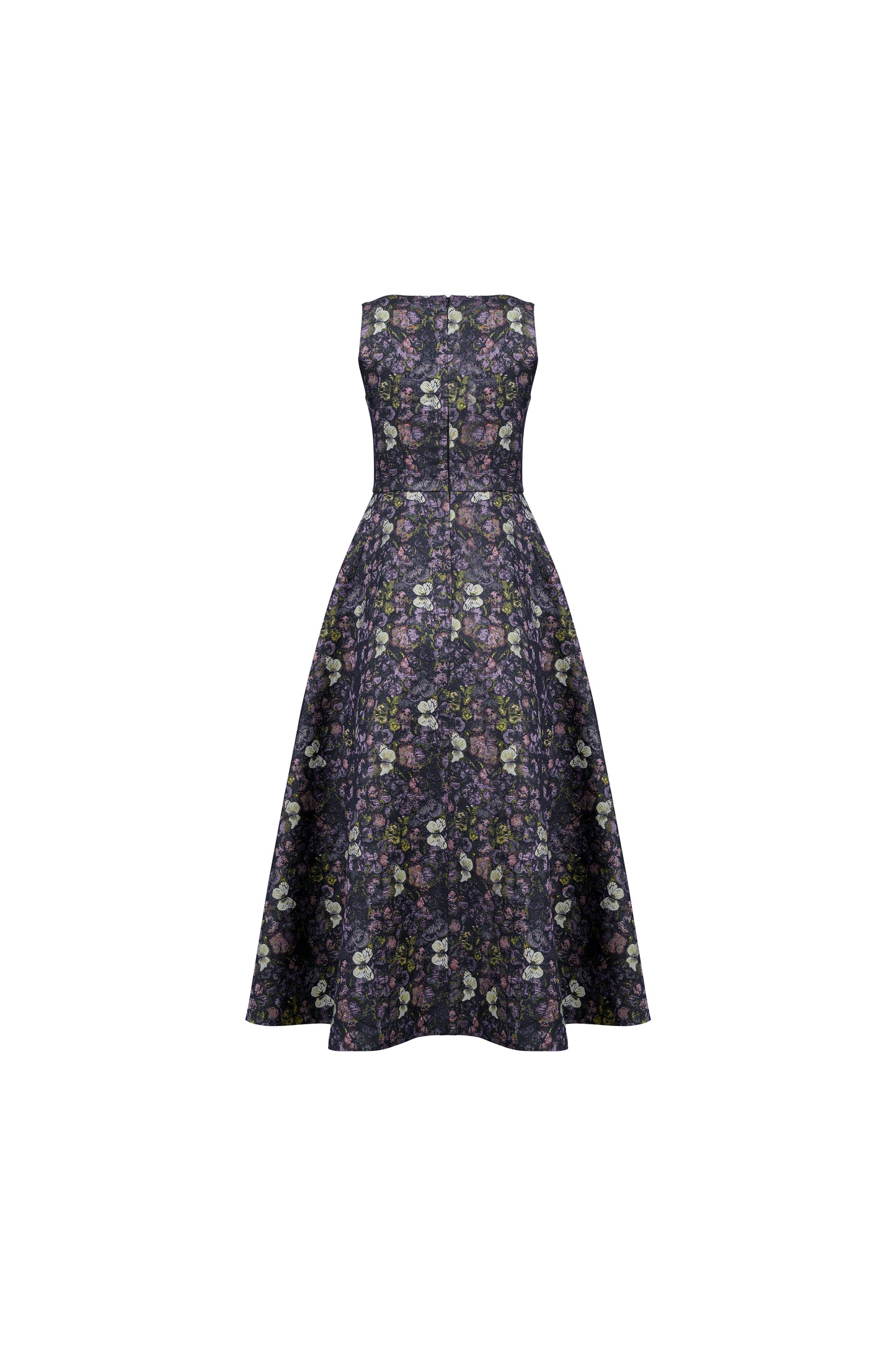 Floral Jacquard Brocade A-Line Dress