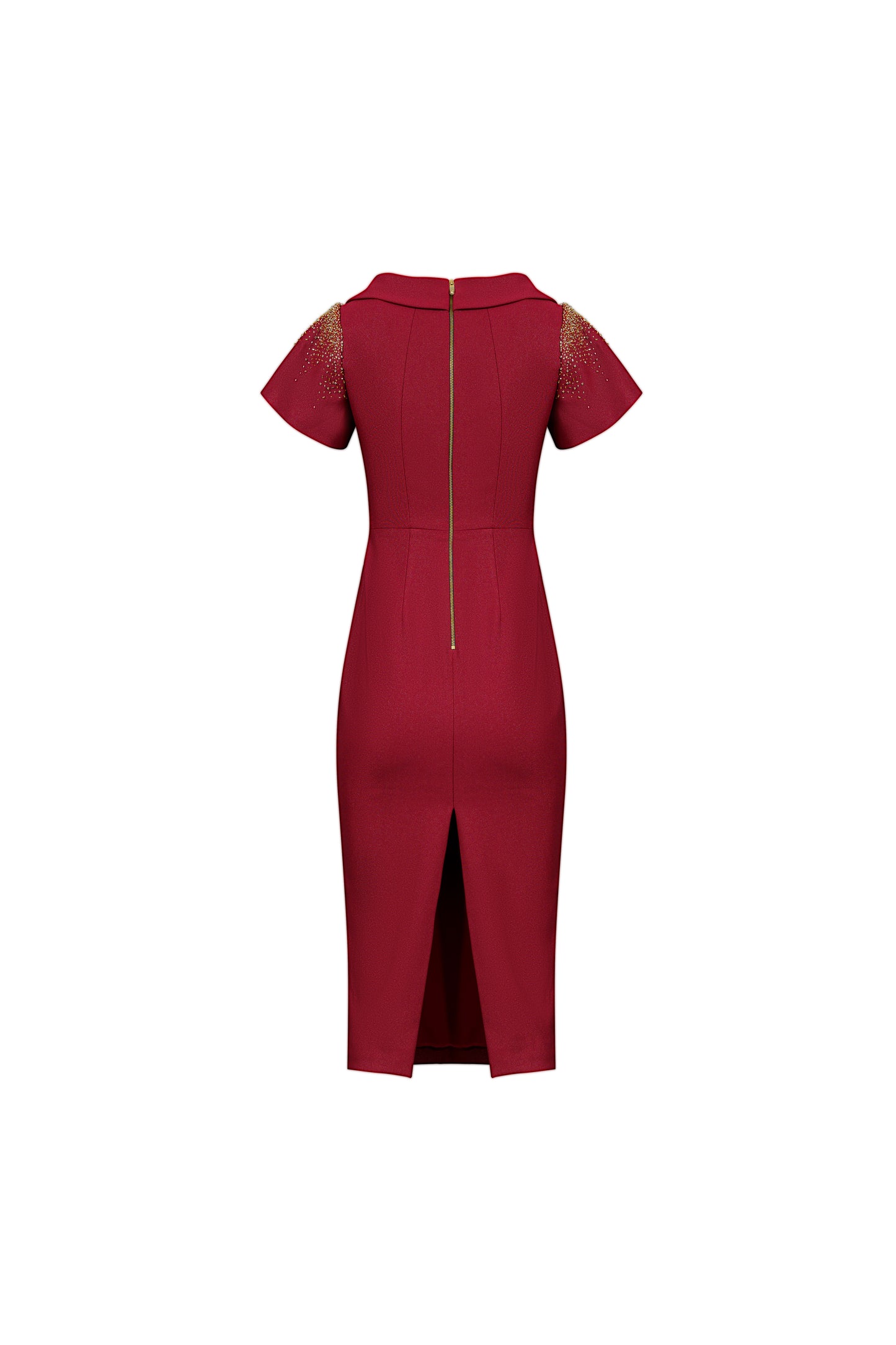 Gabardine and Silk Midi Dress with Lace Detail