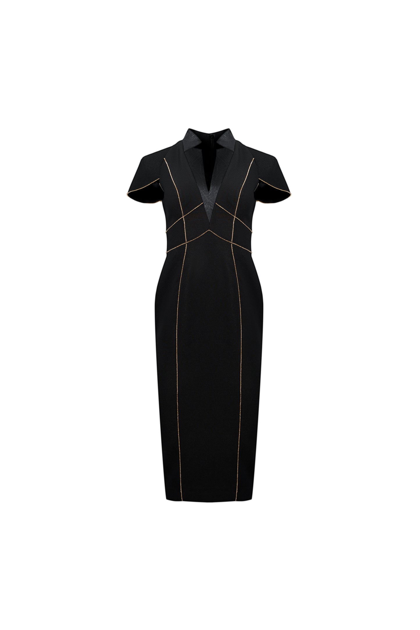 Le SoLeil Gabardine and Silk Structured Midi Dress