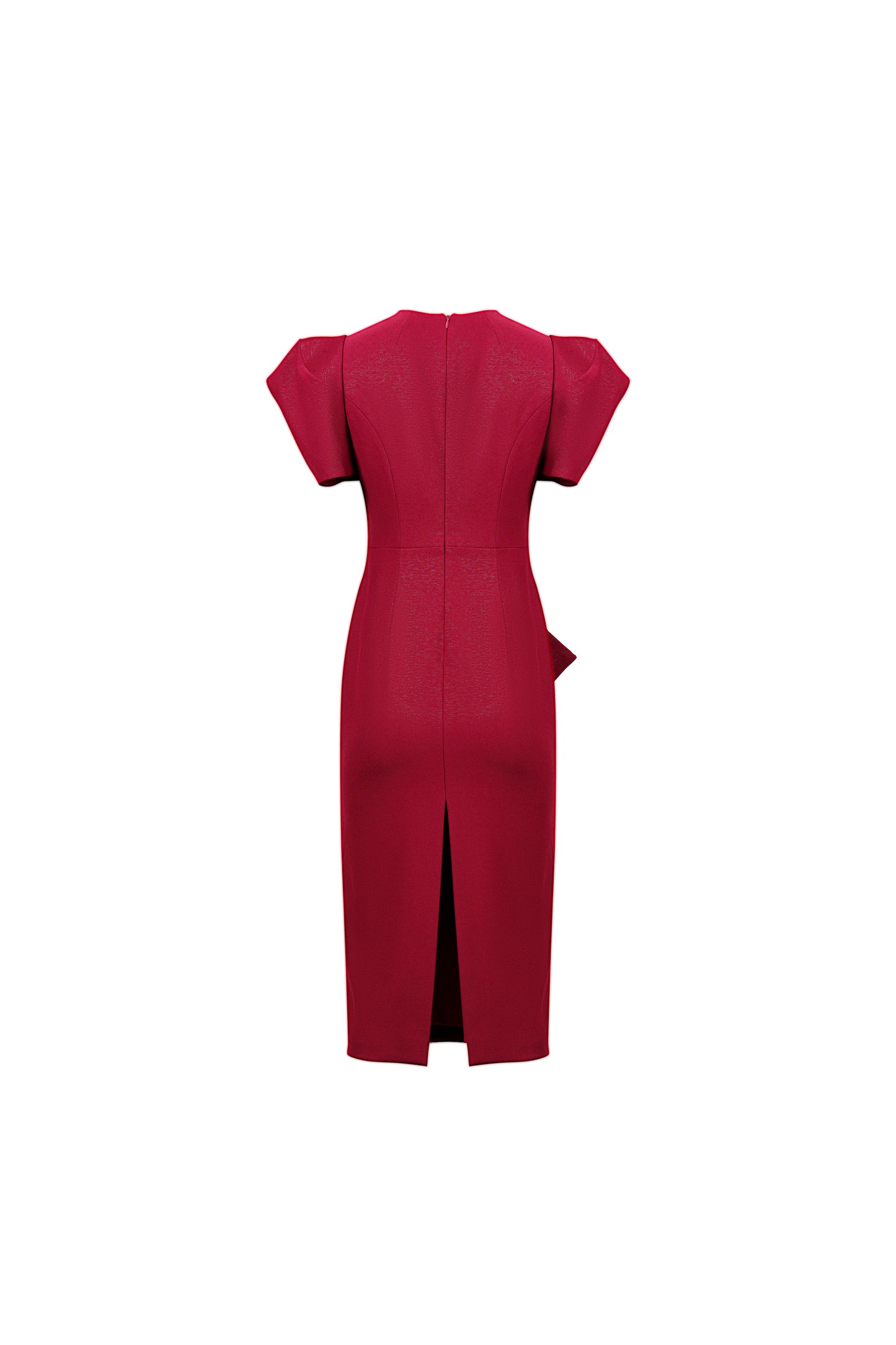 Structured Gabardine Midi Dress with Statement Bow