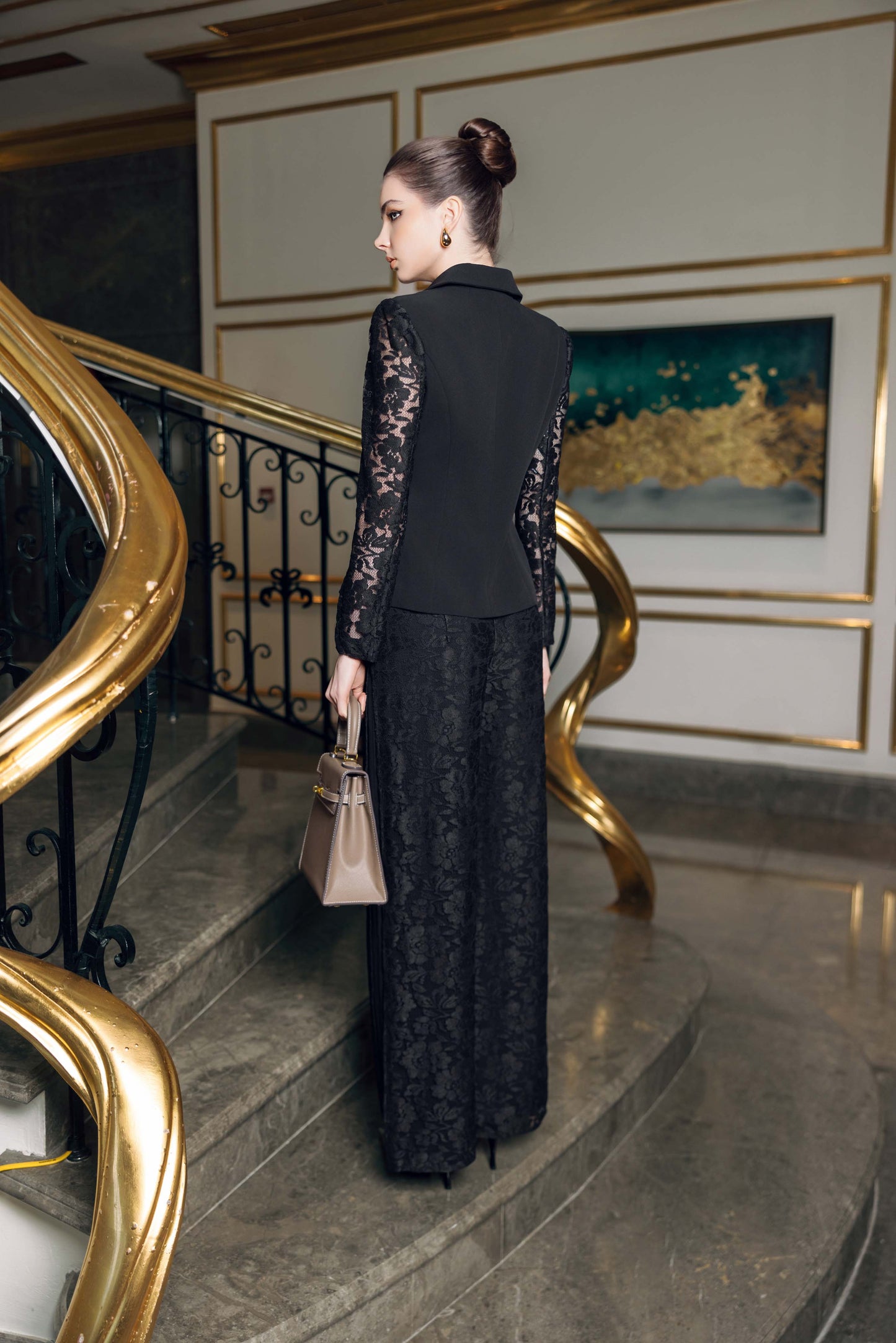 Black Lace Pantsuit with Blazer