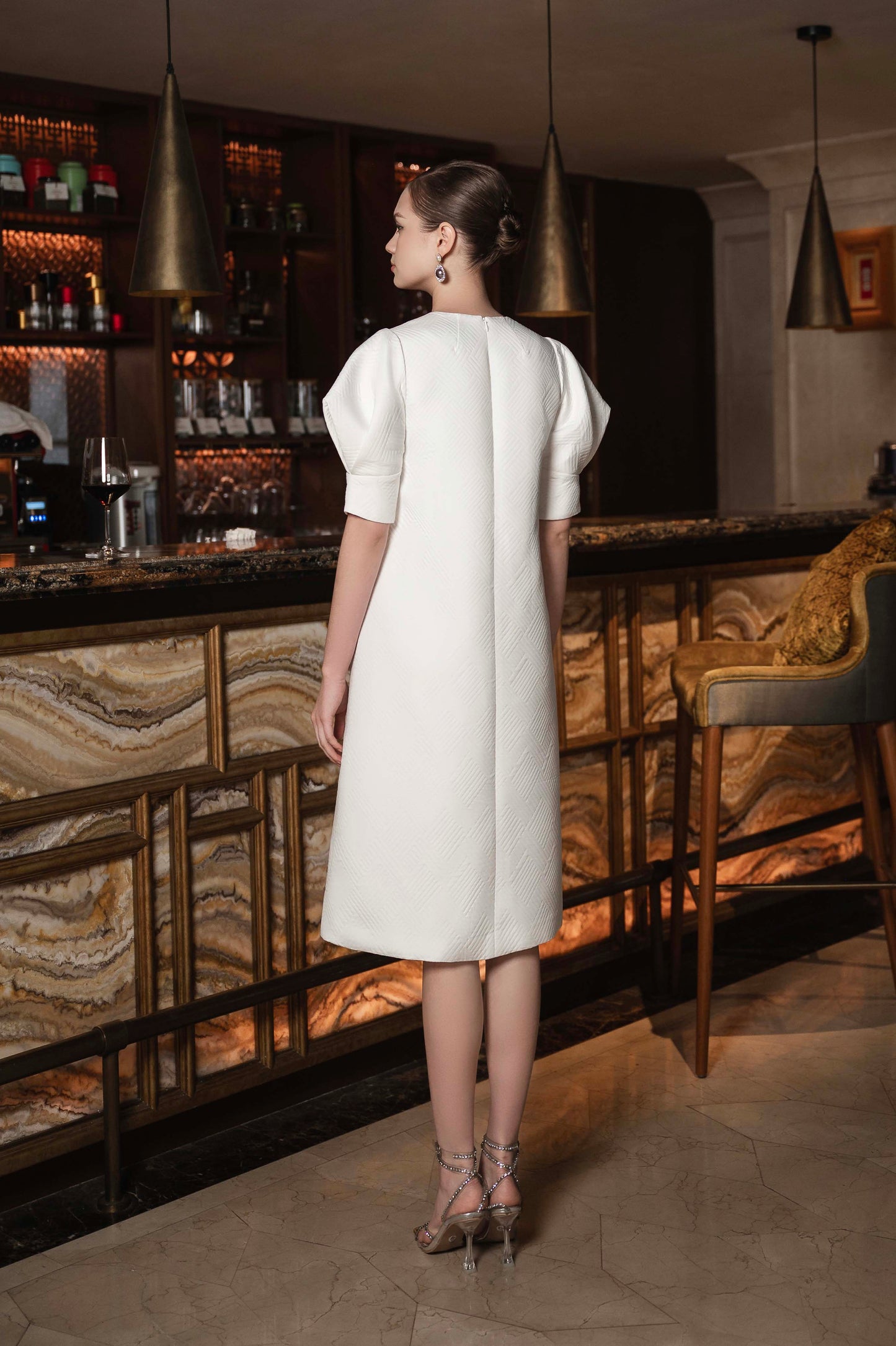 White Queen of Hearts Embroidered Midi Dress