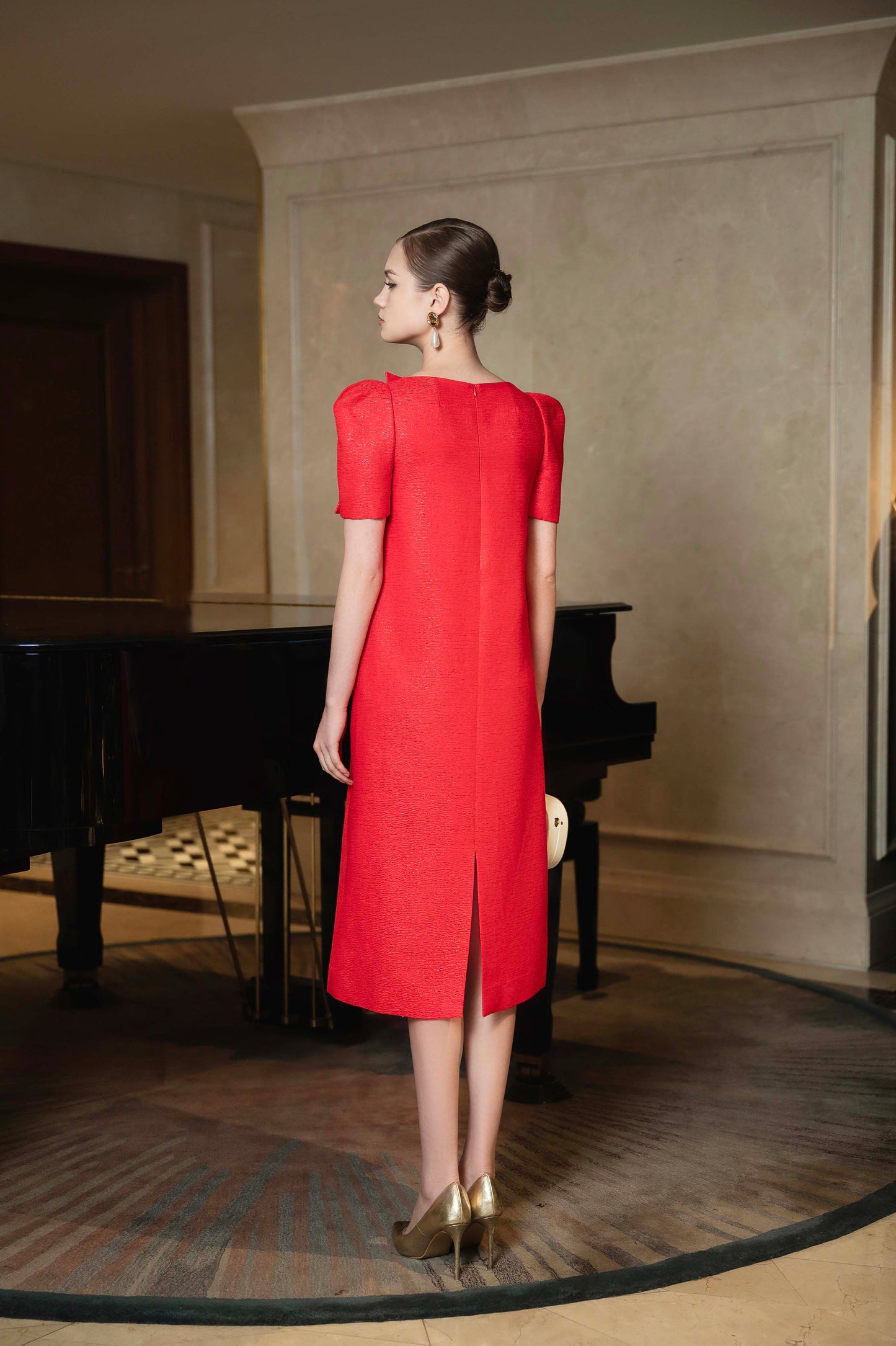 Scarlet Elegance Bow Dress
