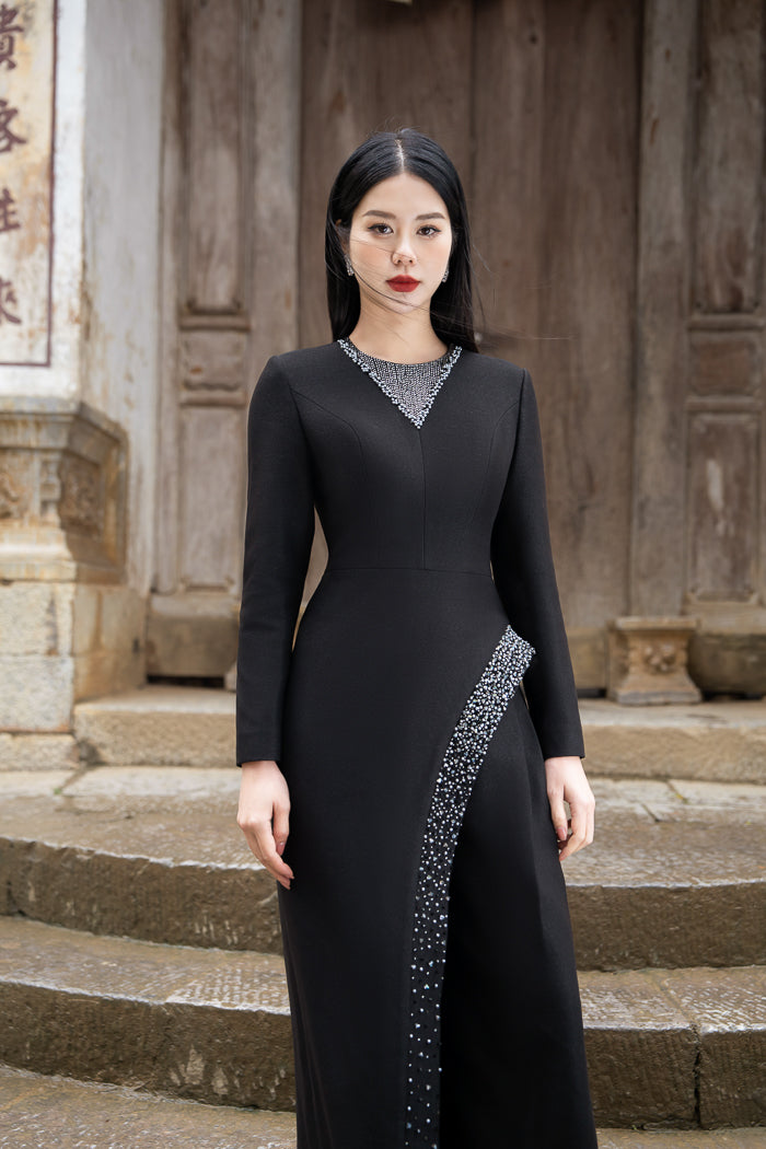 Satin Polyester Silk Coat and Wide-Leg Trousers Set