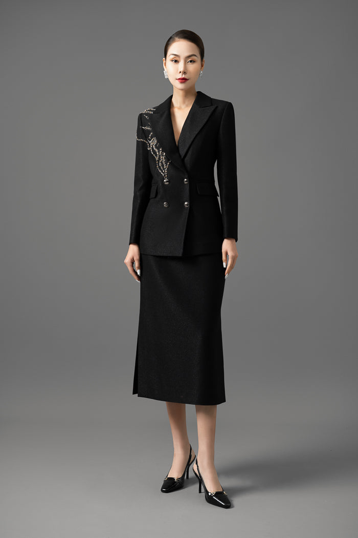 Gabardine Tailored Blazer and Skirt Set