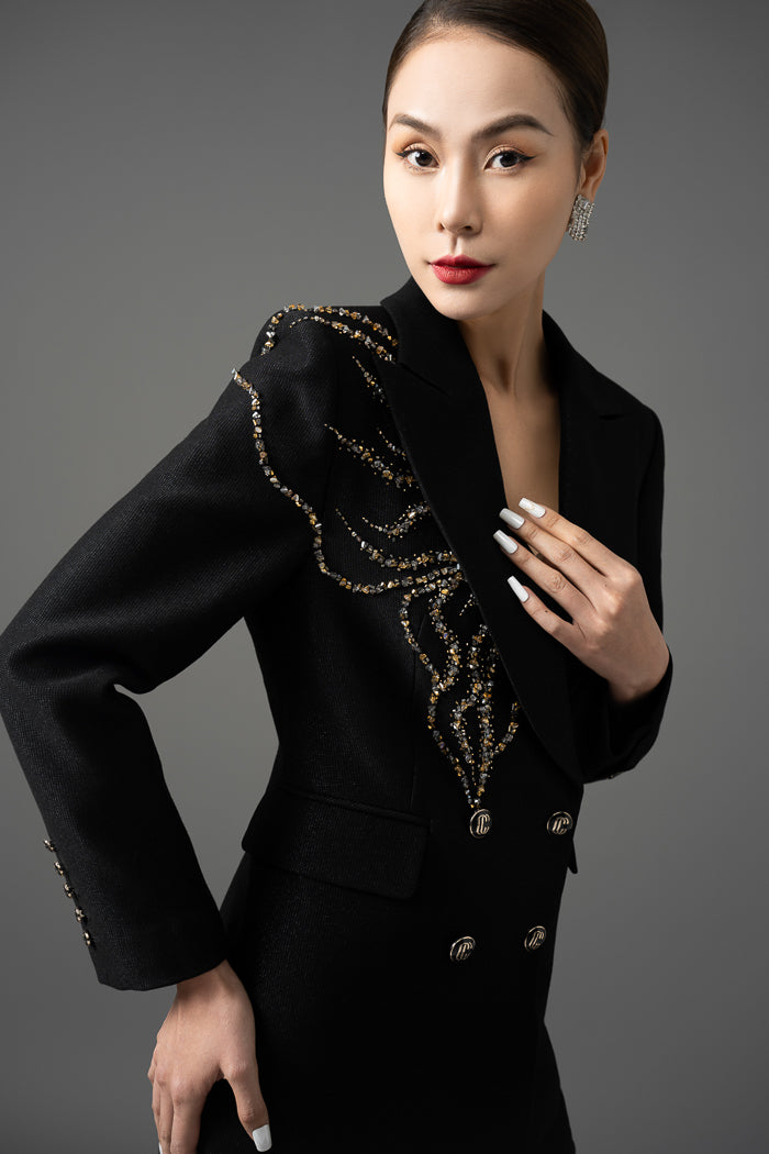 Gabardine Tailored Blazer and Skirt Set