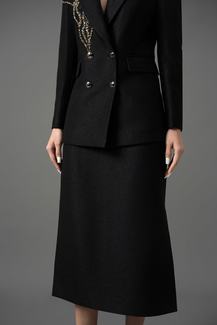 Gabardine Tailored Blazer and Skirt Set