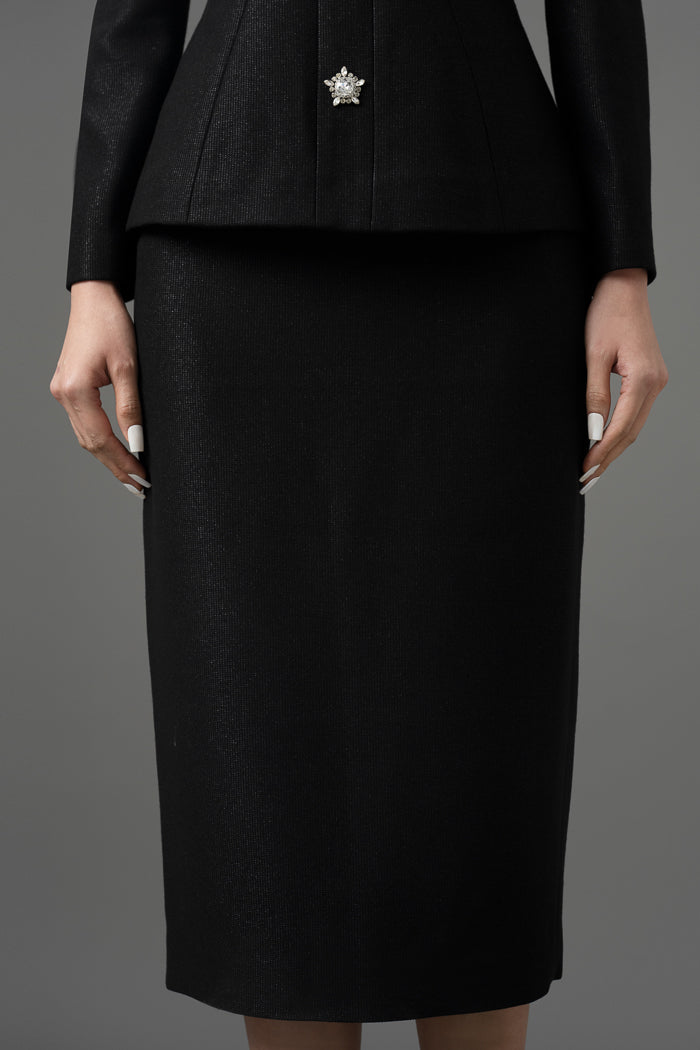 Gabardine Peplum Blazer and Pencil Skirt Set