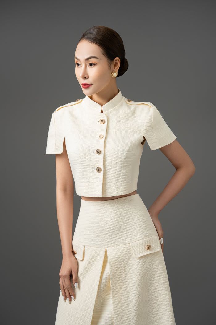 Tweed Cropped Jacket and Skirt Set