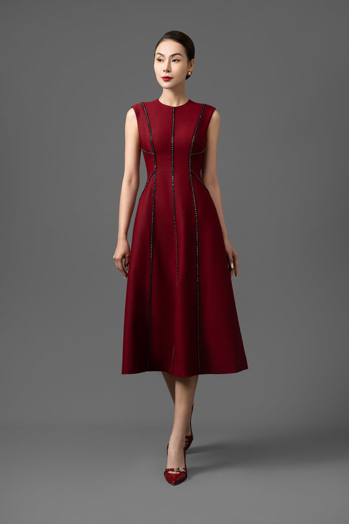 Metalic Yarn A-Line Midi Dress