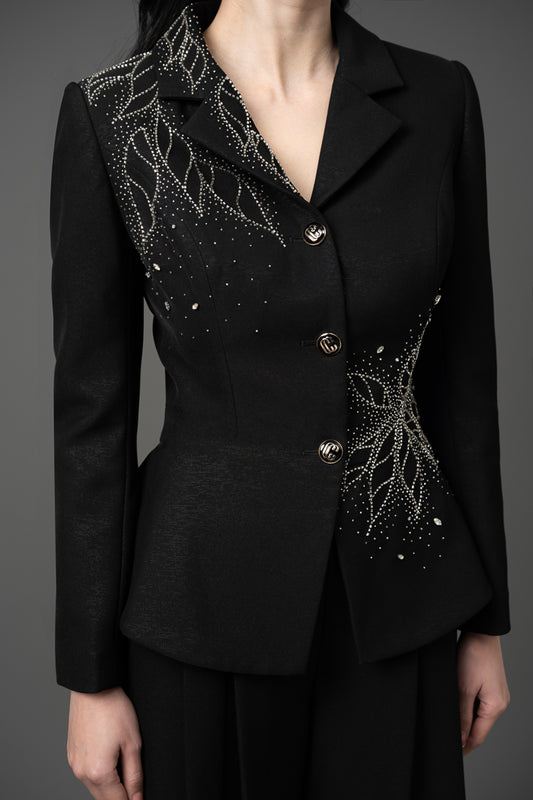 Black Pantsuit with Embellished Blazer