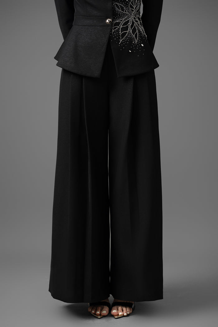 Black Pantsuit with Embellished Blazer