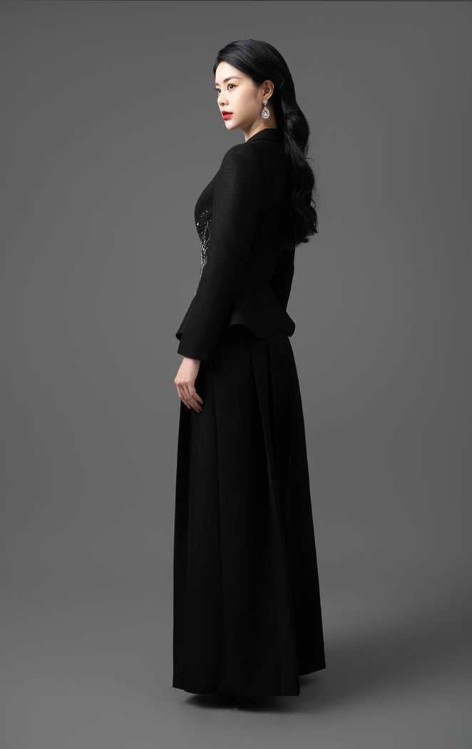 Black Pantsuit with Embellished Blazer
