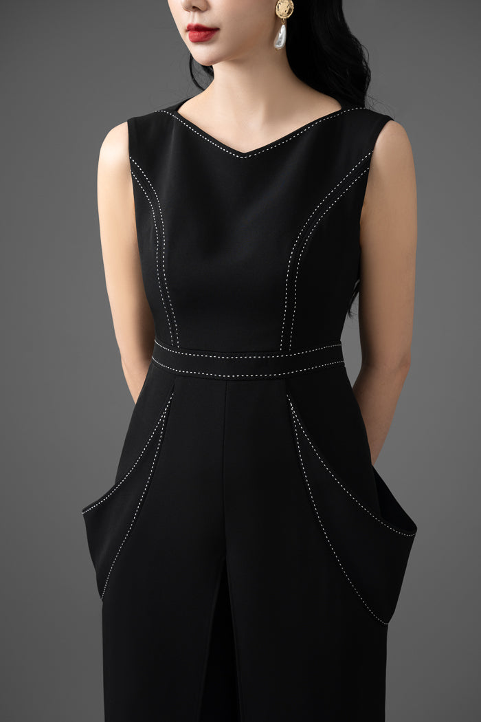 Cotton Drape Wide-Leg Jumpsuit