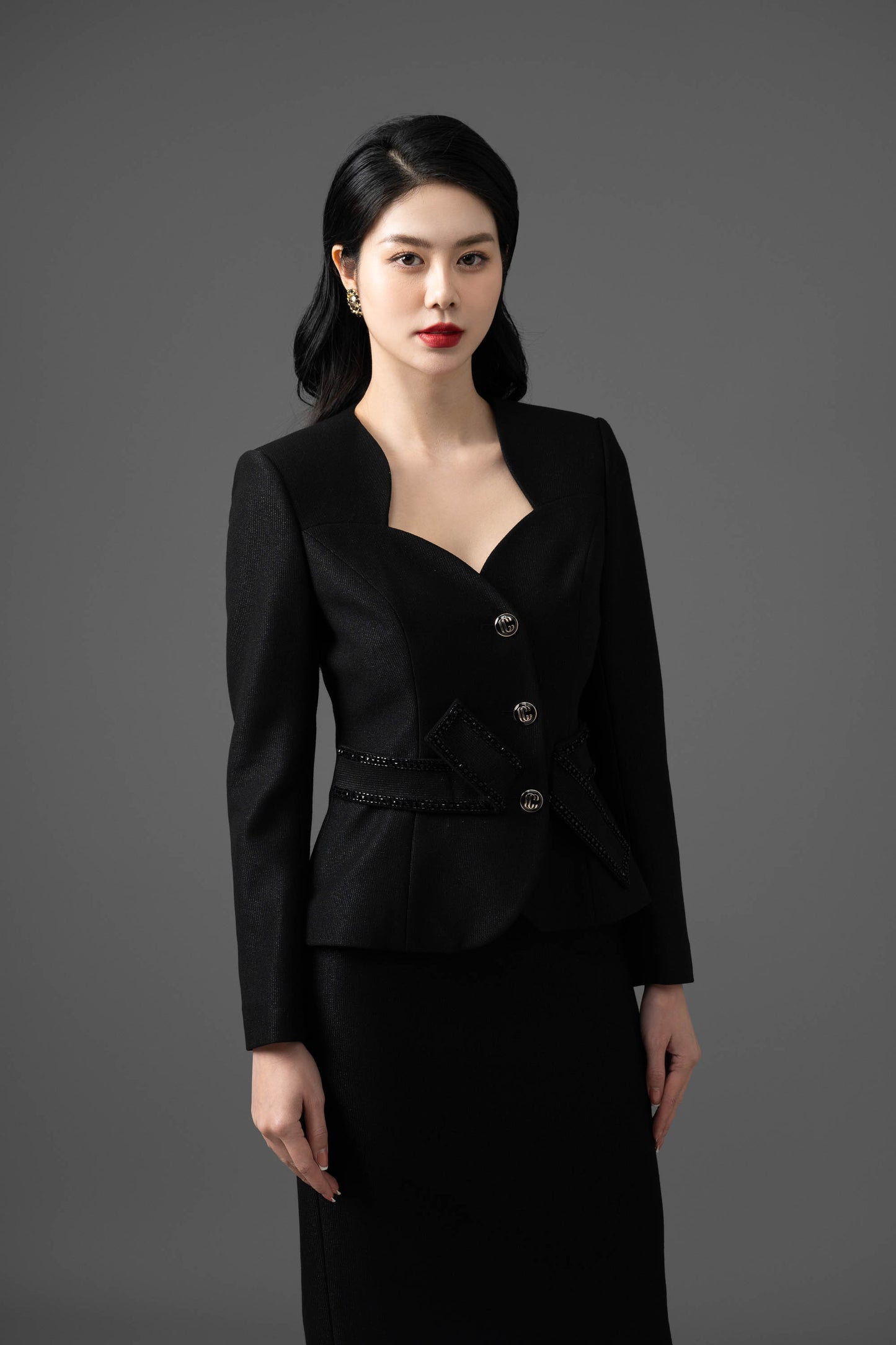 Gabardine Peplum Blazer and Pencil Skirt Set