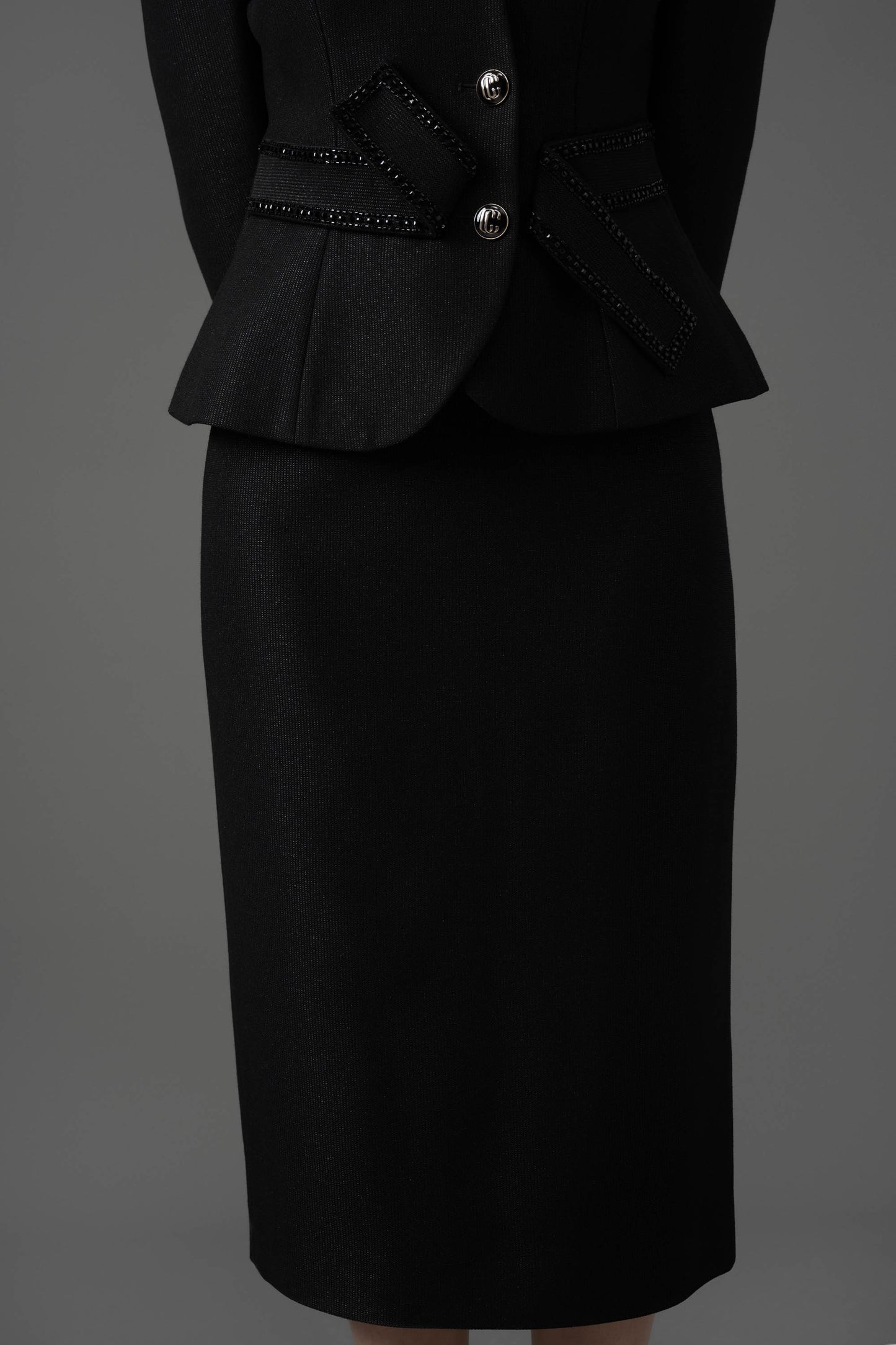 Gabardine Peplum Blazer and Pencil Skirt Set