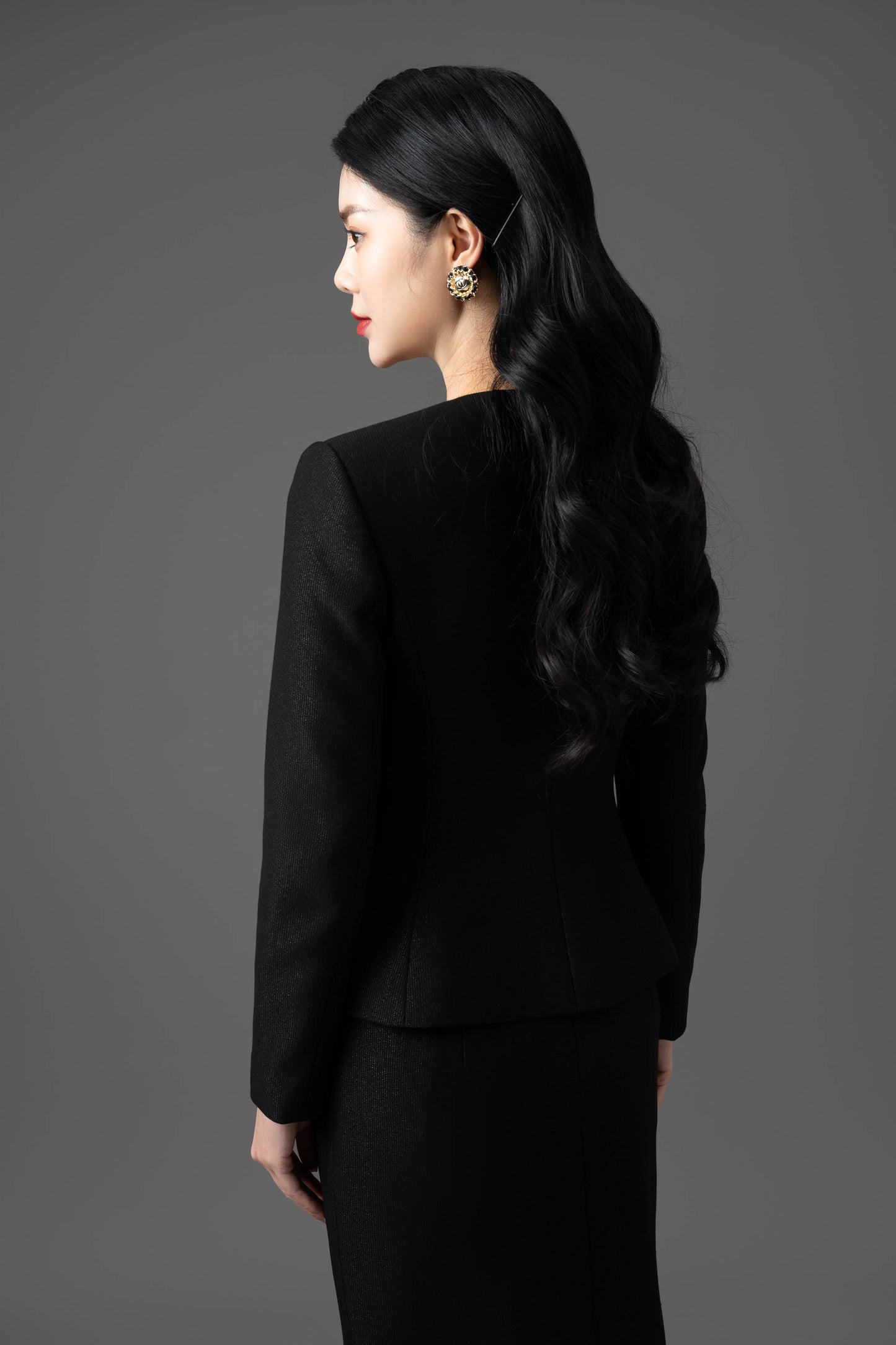 Gabardine Peplum Blazer and Pencil Skirt Set