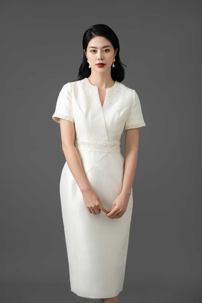 Taffeta Wrap-Style Midi Dress