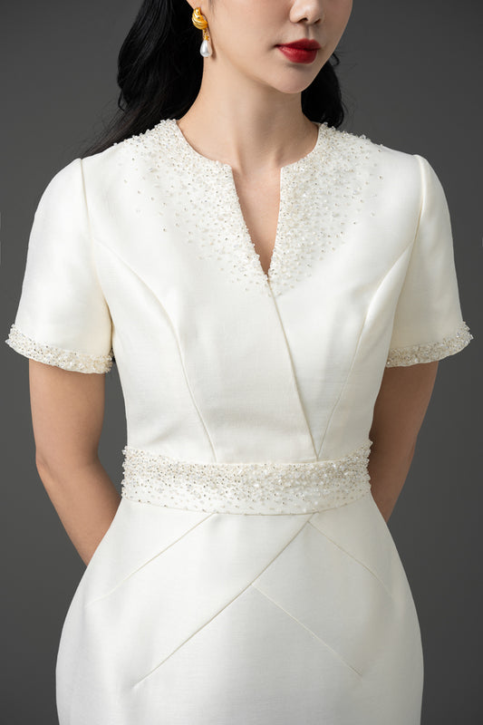 Taffeta Wrap-Style Midi Dress