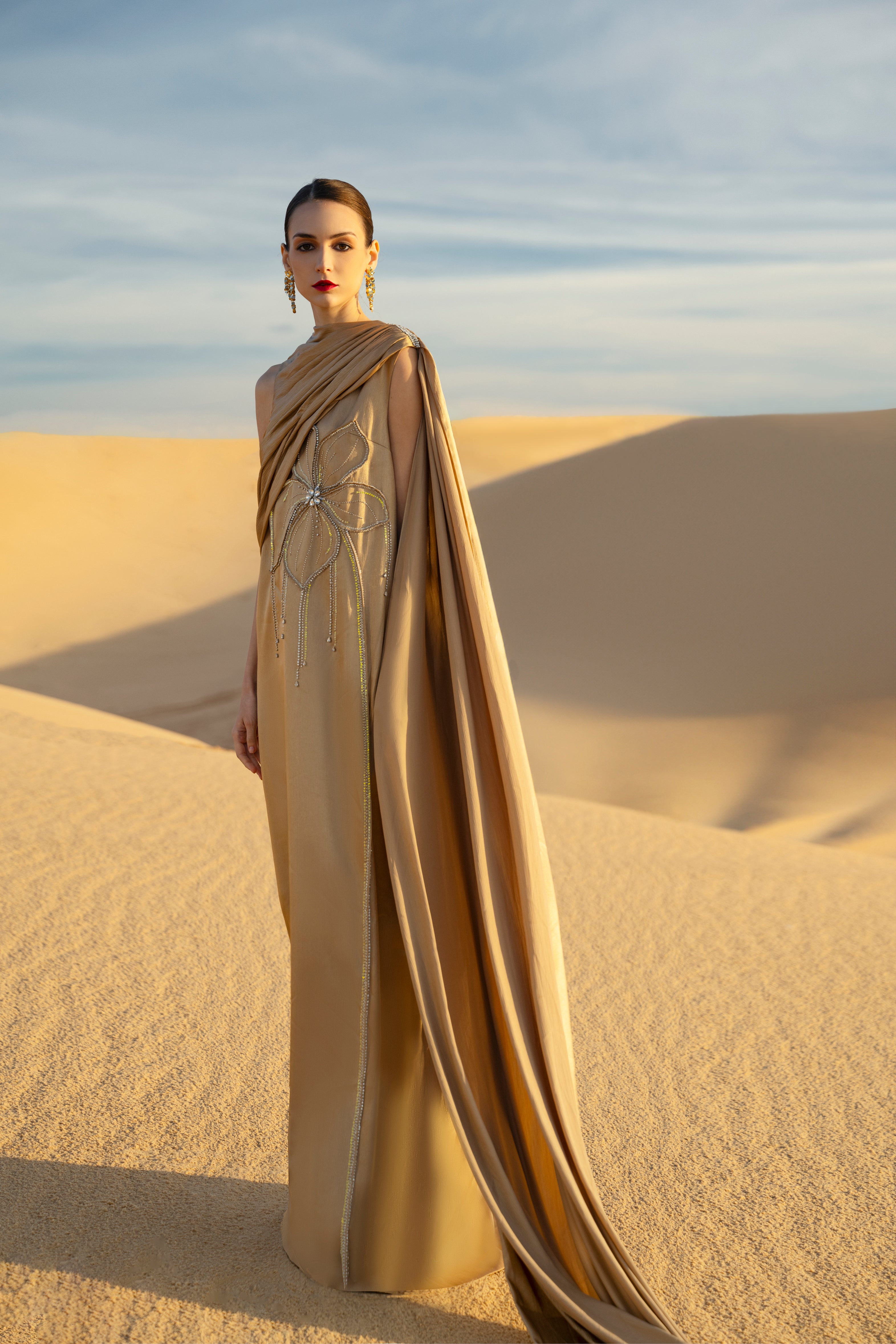 golden kaftan dress Golden Yellow Satin Kaftan Dress Adjustable Belt, Free Size