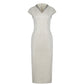 White Embellished V-Neck Midi Dress for Formal Occasions