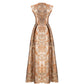 Gold Brocade Evening Gown with Embellished Shoulders