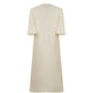 Ivory Midi Dress with Floral Bead Embroidery