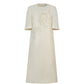 Ivory Midi Dress with Floral Bead Embroidery