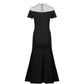 Black Gown with Sheer Beaded Neckline