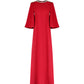 Minimalist Red A-Line Dress with Beaded Neckline