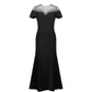Black Gown with Sheer Beaded Neckline