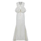 Off-Shoulder Embroidered White Evening Gown