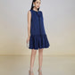 Sleeveless Navy Blue Drop-Waist Ruffle Mini Dress