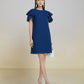 Navy Blue Ruffle Sleeve Shift Dress